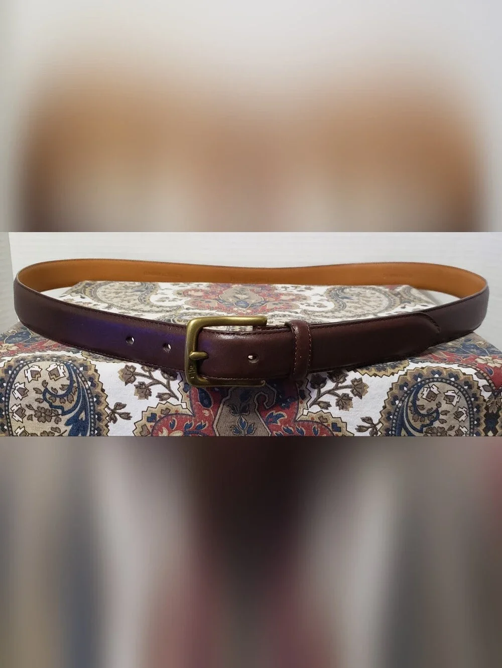 Polo Ralph Lauren Men's Brown Italian Leather Belt Size 42 Brass Buckle